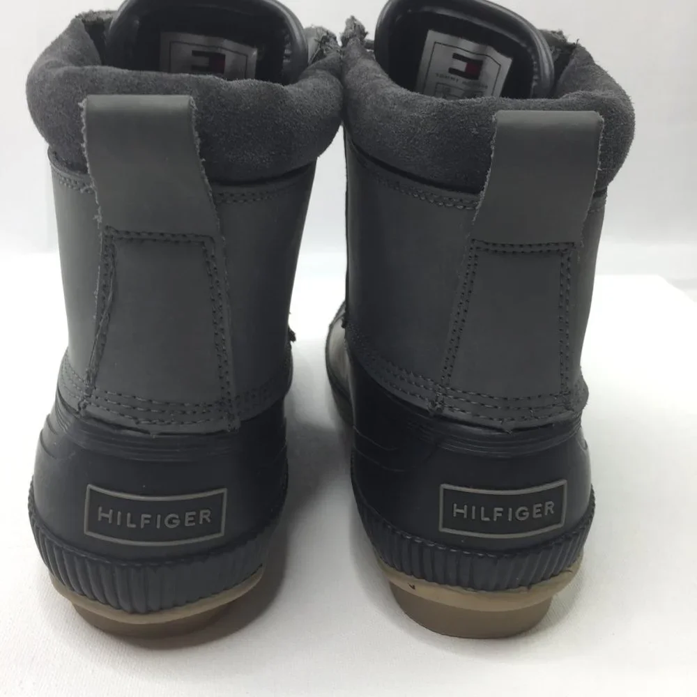 832. Tommy Hilfiger Sleek Waterproof Black Rain & Snow Duck Ankle Boots
